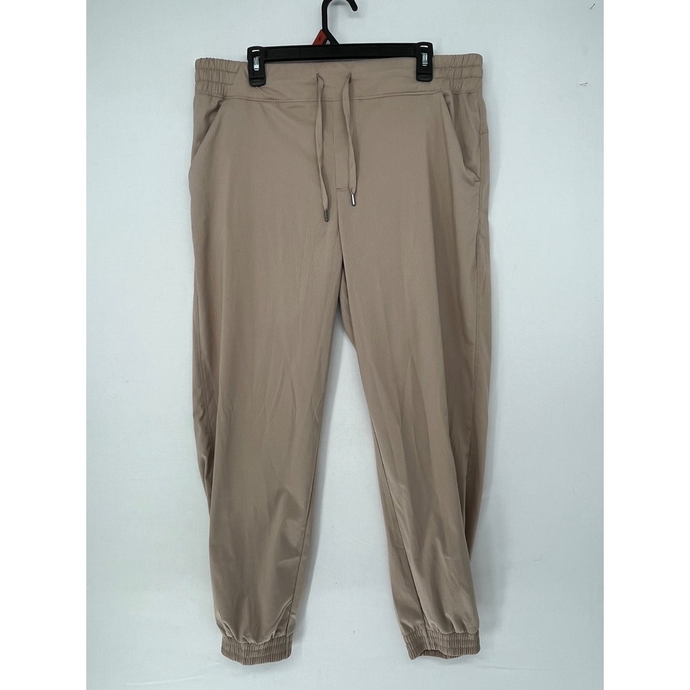 Eddie Bauer Womens XL Jogger Pants Tan Beige Textured Stretch Hiking Activewear